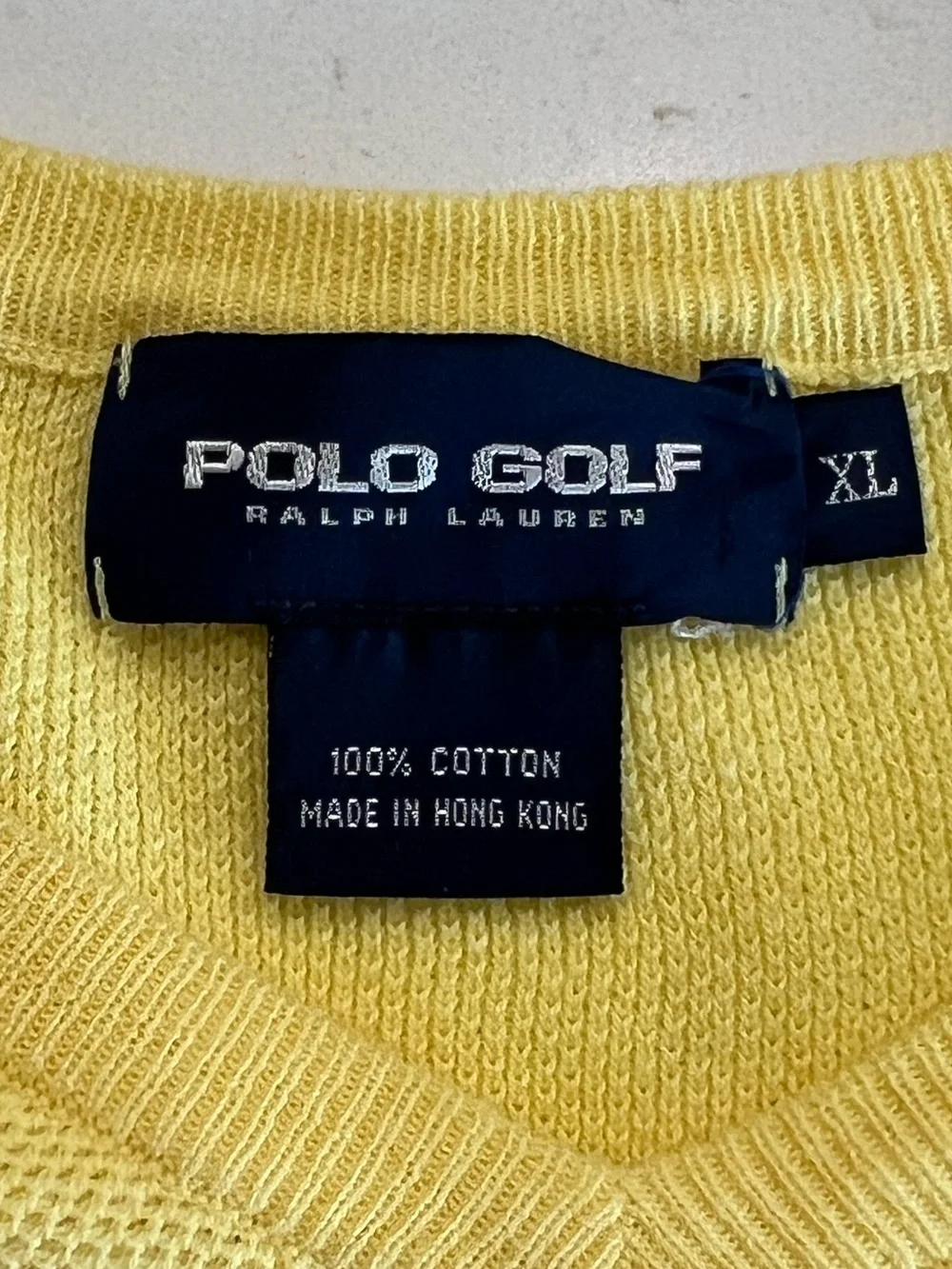 Polo Golf Ralph Lauren Vintage 90s Yellow Cotton Sweater Vest XL